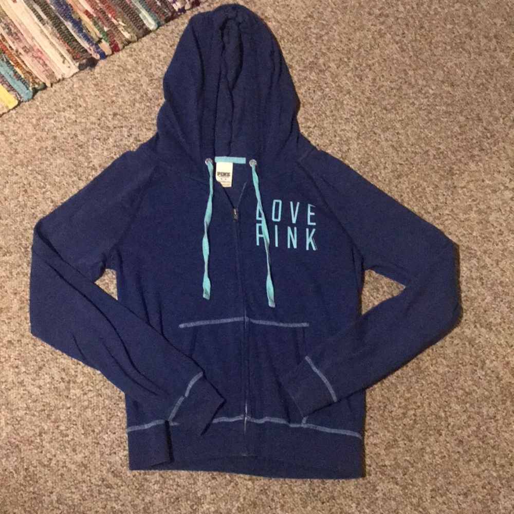 PINK royal blue hooded zip-up Jacket